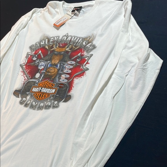 Harley-Davidson White Long Sleeve Tee, Rocky’s H-D London Ontario Canada NWT - Picture 4 of 11